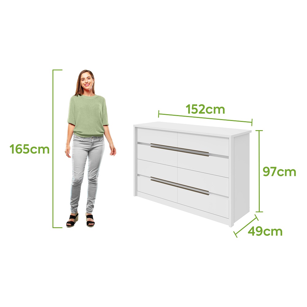 Comoda Urban 8 Gavetas - Lopas Branco