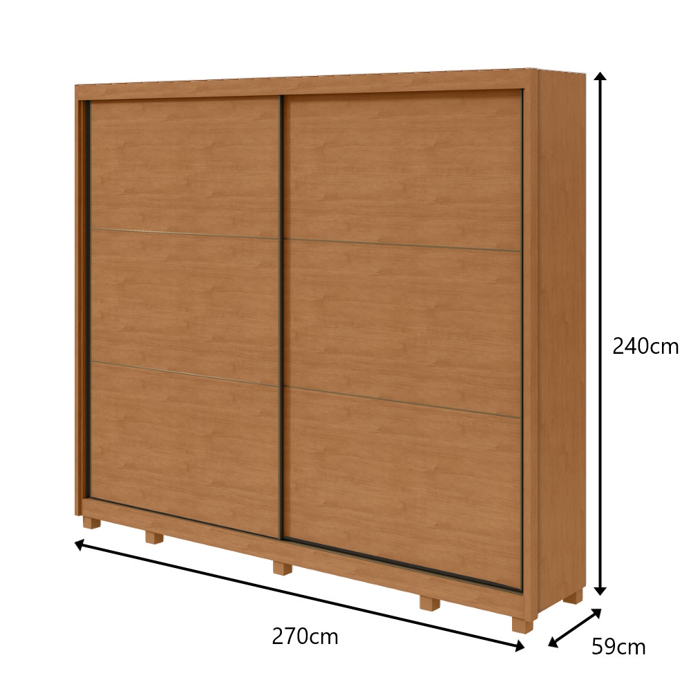 Guarda-Roupa Casal 2 Portas de Correr 6 Gavetas Toronto com Pés - Lopas Amendoa Clean