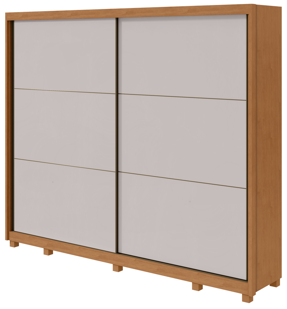 Guarda-Roupa Casal 2 Portas de Correr 6 Gavetas Toronto com Pés - Lopas Amendoa Clean/Off White