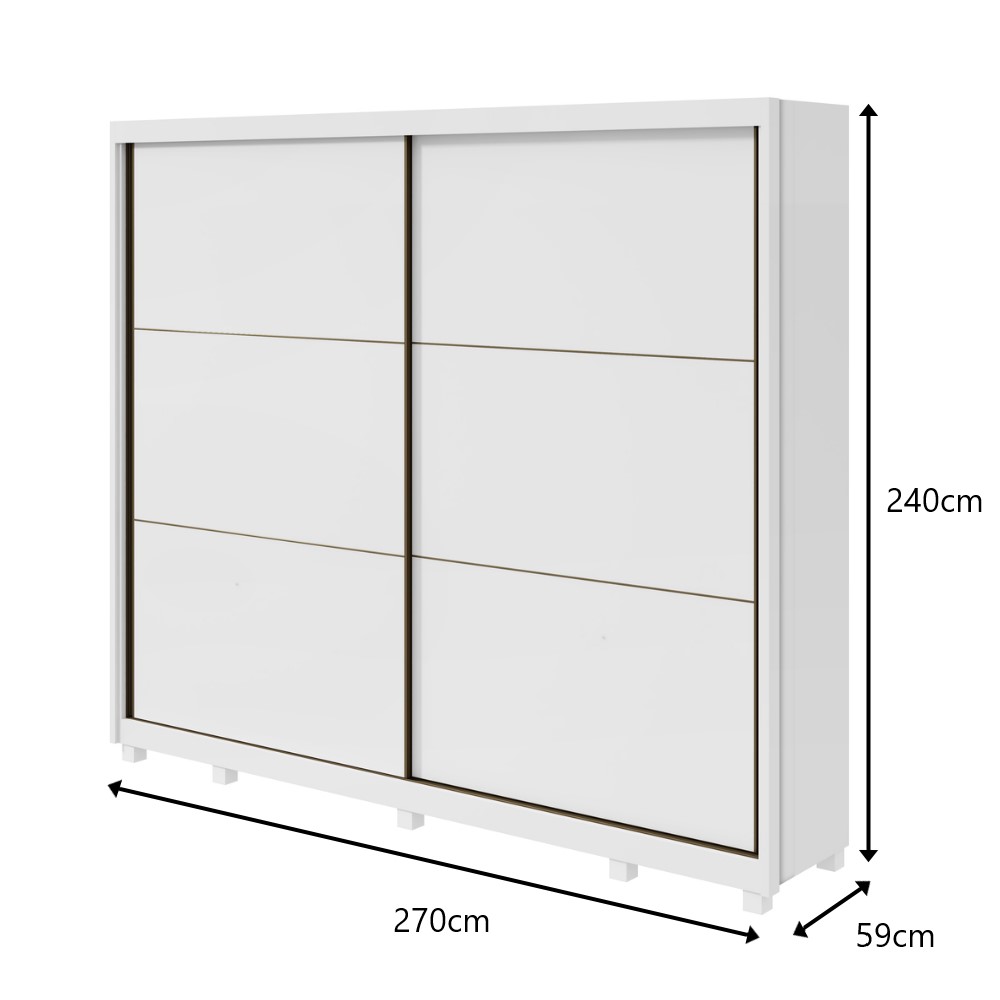 Guarda-Roupa Casal 2 Portas de Correr 6 Gavetas Toronto com Pés - Lopas Branco