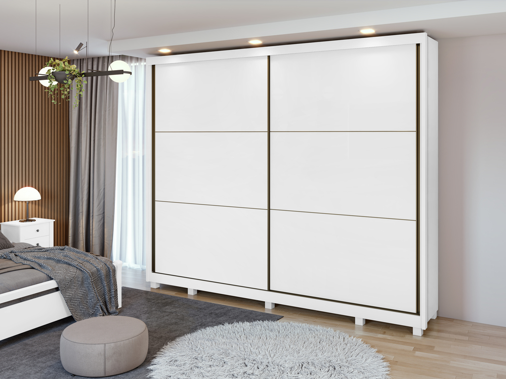 Guarda-Roupa Casal 2 Portas de Correr 6 Gavetas Toronto com Pés - Lopas Branco