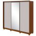 Guarda Roupa Casal 3 Portas 6 Gavetas Spazio com 1 Porta Glass com Pés Lopas Frassino/Off White