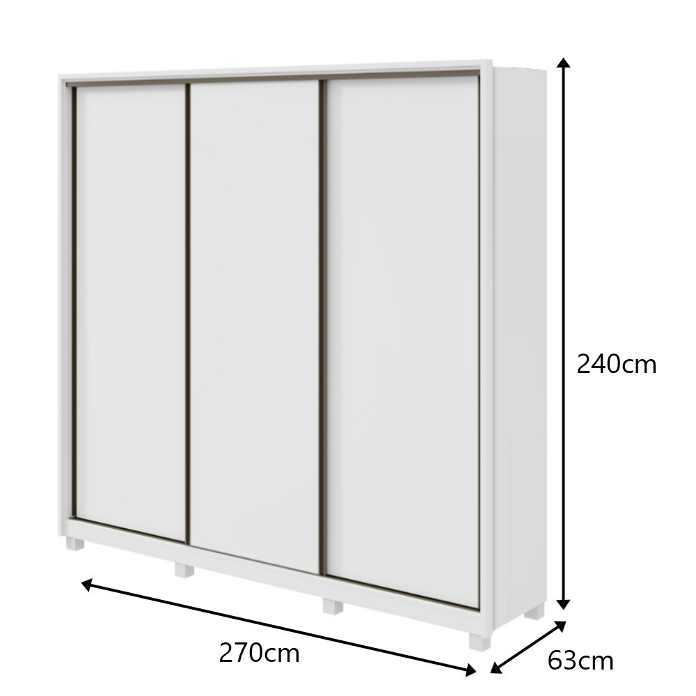 Guarda Roupa Casal 3 Portas de Correr 6 Gavetas 270 Spazio sem Espelho com Pés - Lopas Branco
