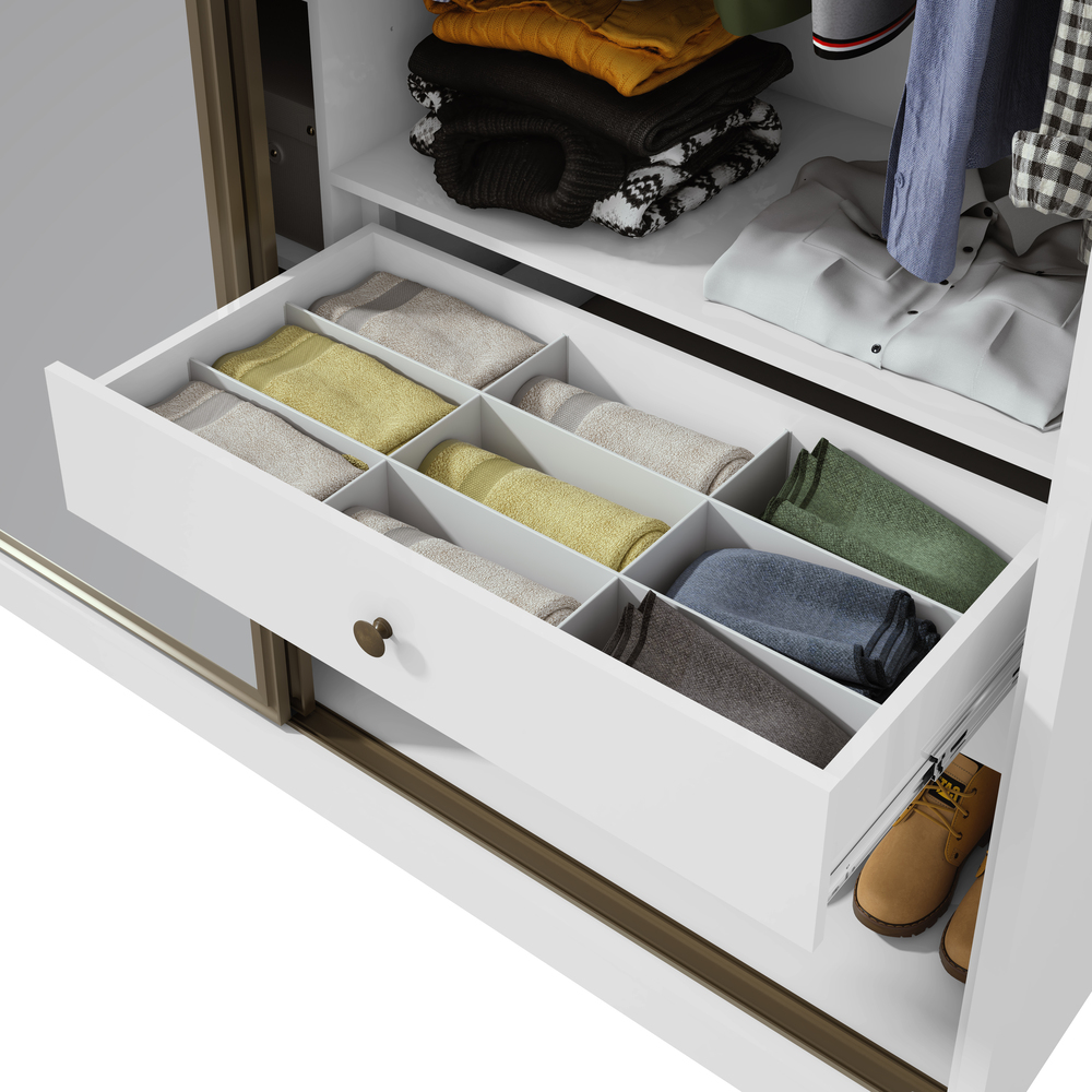 Guarda Roupa Casal 3 Portas de Correr 6 Gavetas 270 Spazio sem Espelho com Pés - Lopas Branco