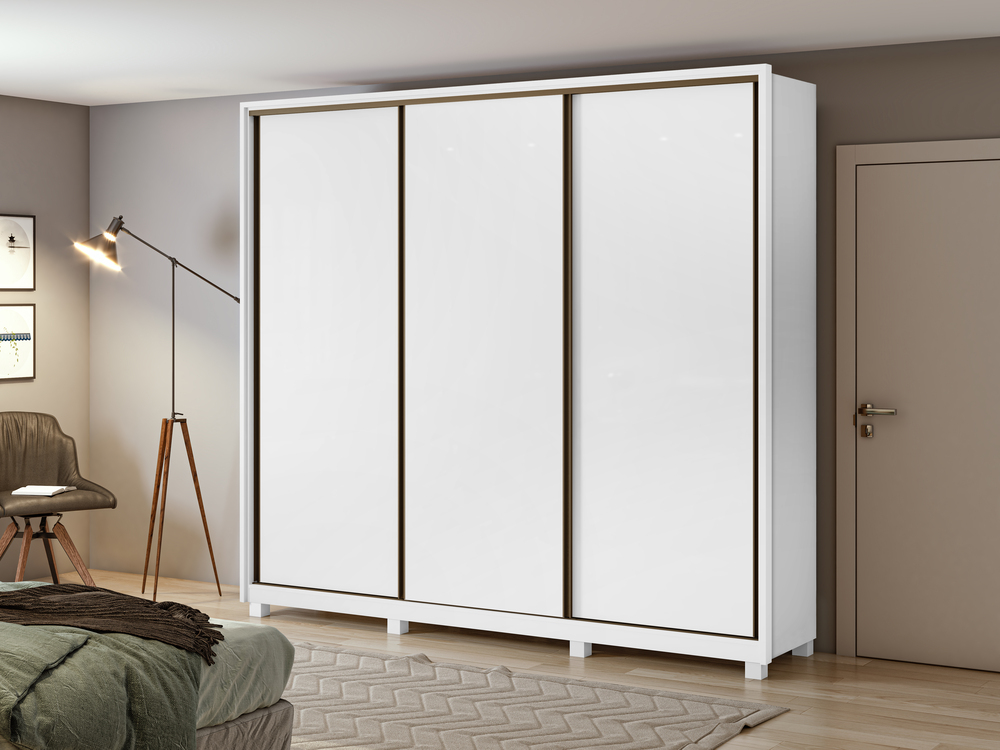 Guarda Roupa Casal 3 Portas de Correr 6 Gavetas 270 Spazio sem Espelho com Pés - Lopas Branco