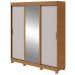 Guarda Roupa Saion 3 Portas com Pés 1 Porta Glass - Lopas Amendoa Clean/Off White