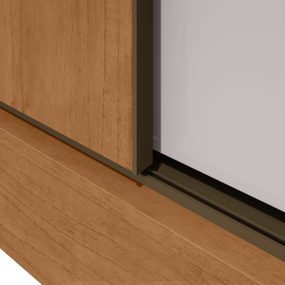 Guarda Roupa Saion 3 Portas com Pés 1 Porta Glass - Lopas Amendoa Clean/Off White