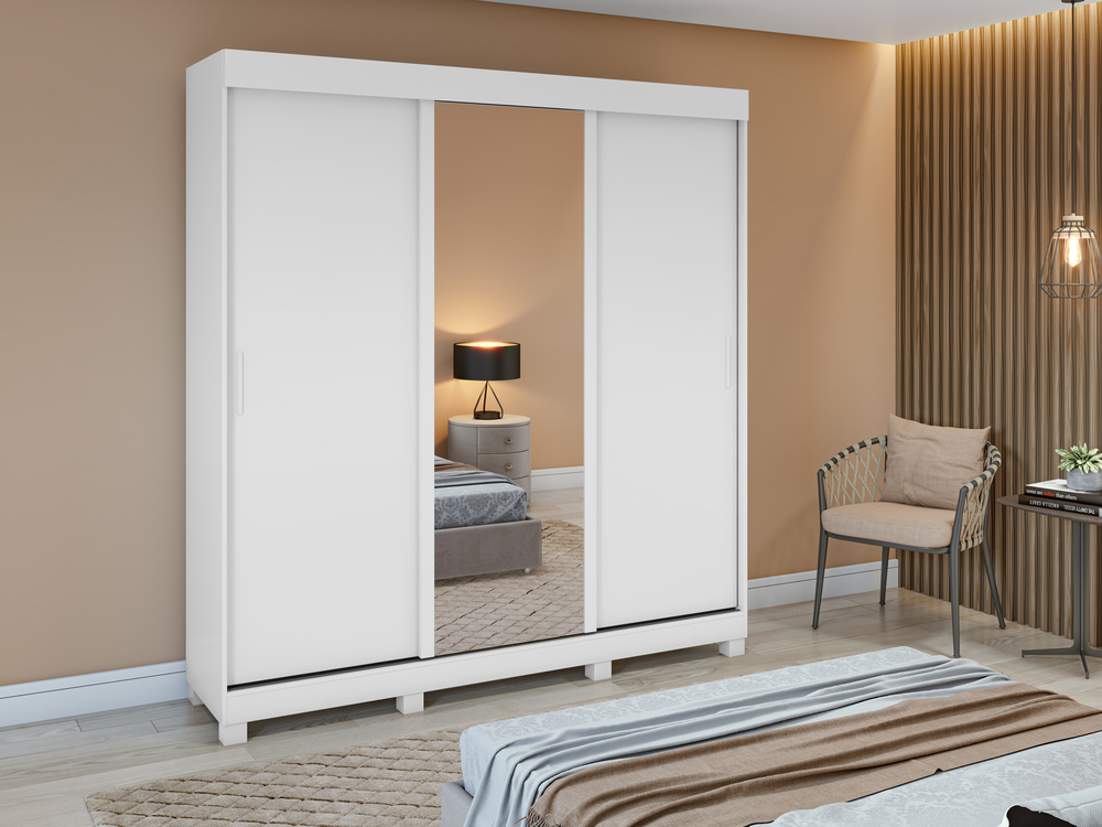 Guarda Roupa Saion 3 Portas com Pés 1 Porta Glass - Lopas Branco