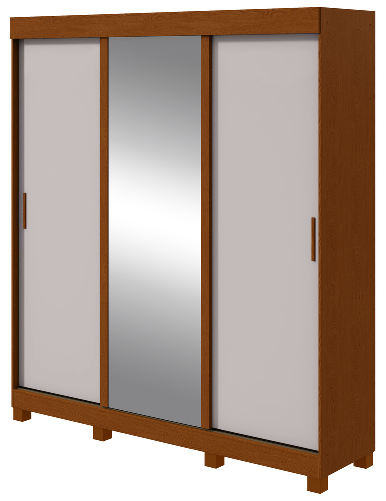 Guarda Roupa Saion 3 Portas com Pés 1 Porta Glass - Lopas Frassino/Off White