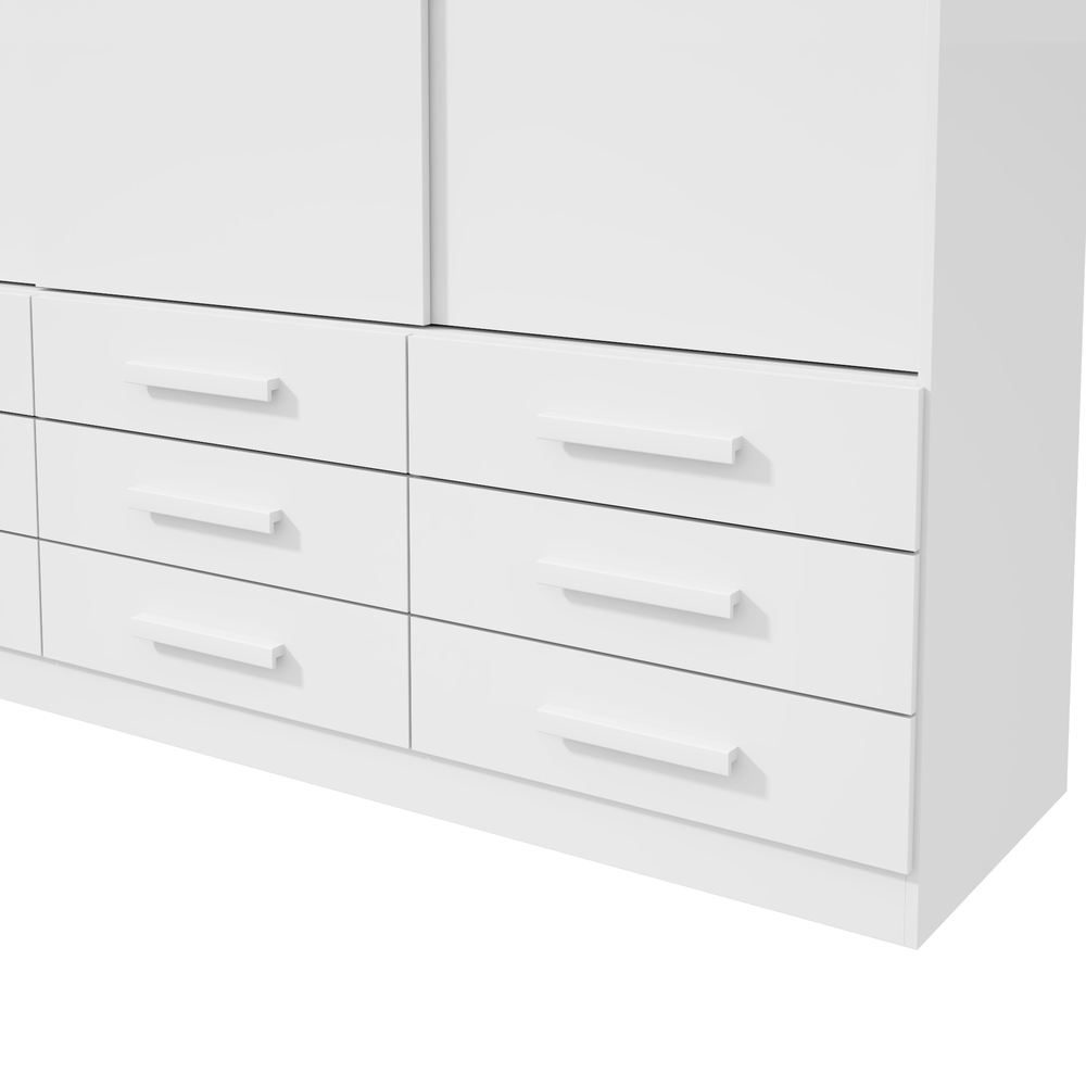 Guarda-Roupas 3 Portas 9 Gavetas Anne com Espelho com Pés - Lopas Branco