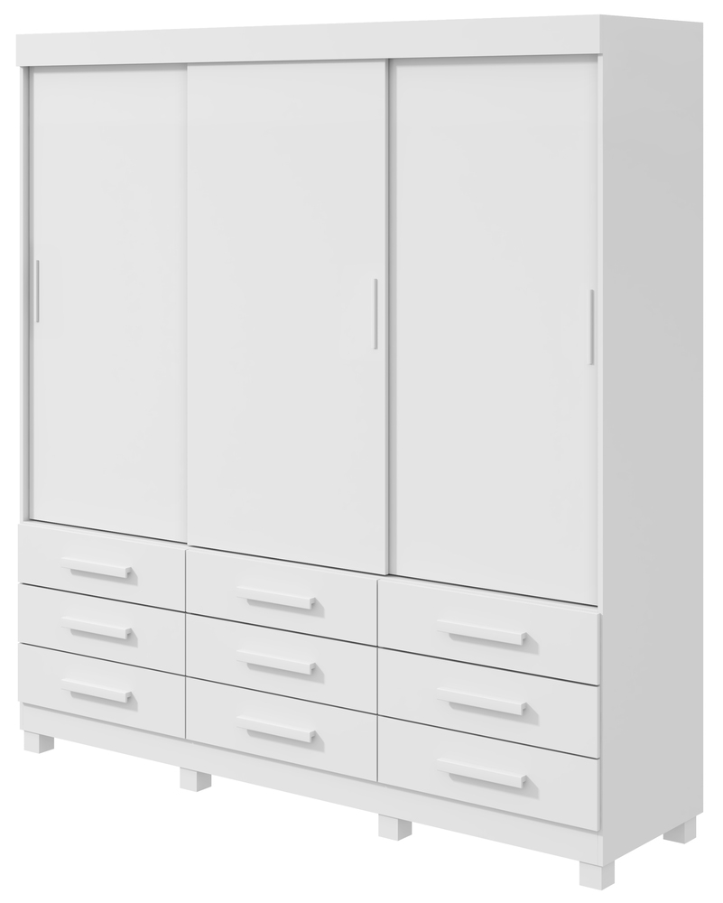 Guarda-Roupas 3 Portas 9 Gavetas Anne sem Espelho com Pés - Lopas Branco