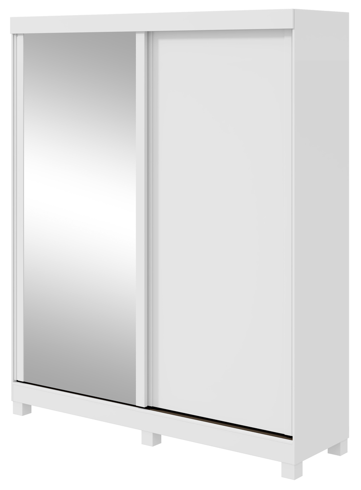 Guarda-Roupas Casal 2 Portas 2 Gavetas Zeine com Pés com Espelho - Lopas Branco