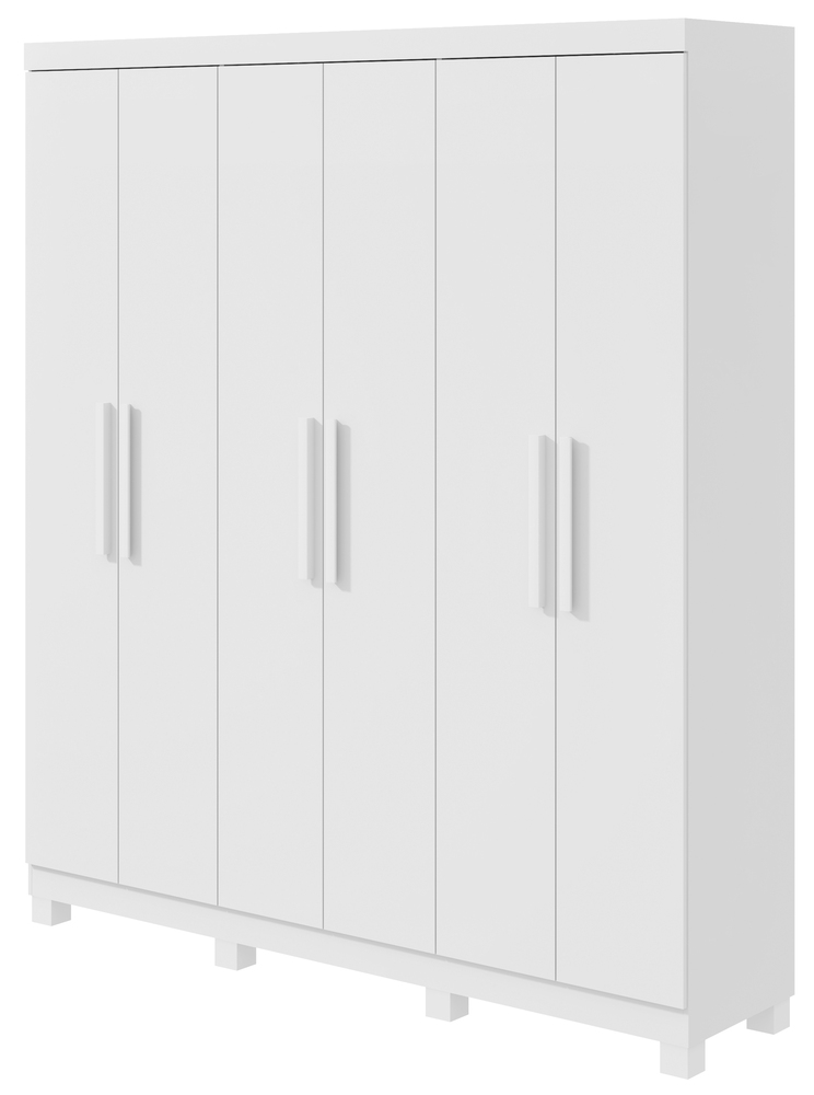 Guarda-Roupas Casal 6 Portas 3 Gavetas Jazz com Pés sem Espelho - Lopas Branco