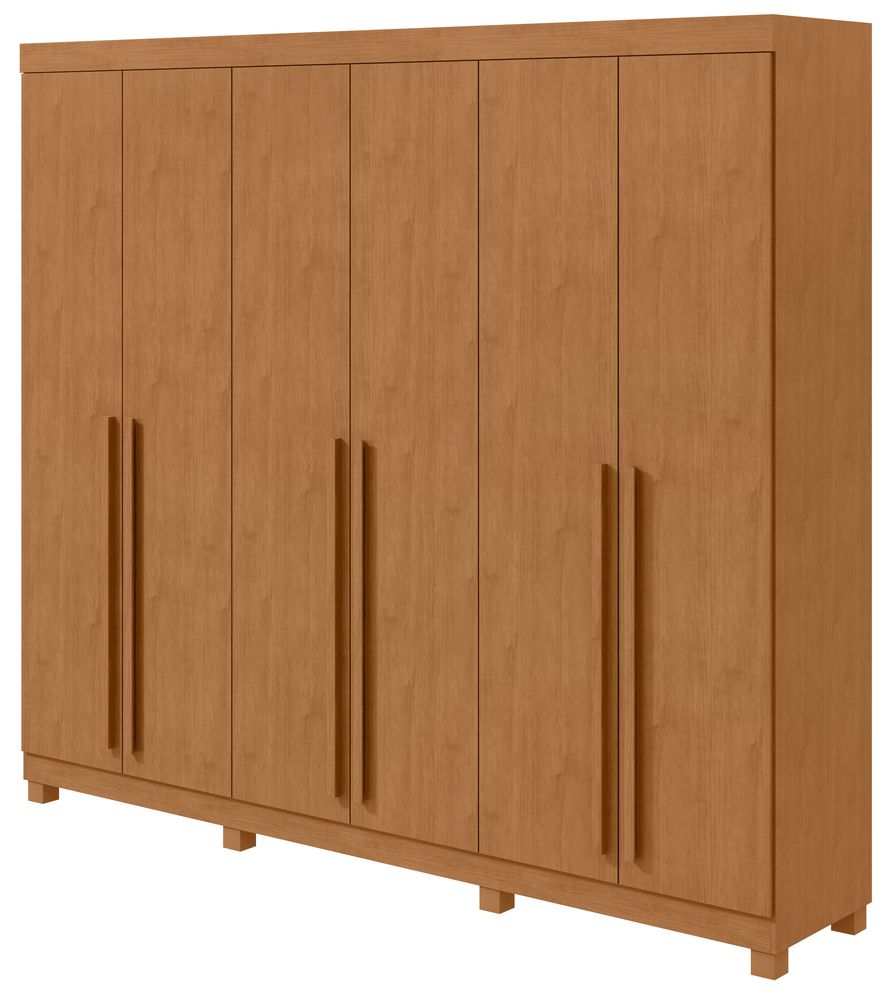 Guarda-Roupas Casal Bertha 6 Portas 4 Gavetas sem Espelho com Pés - Lopas Amendoa Clean