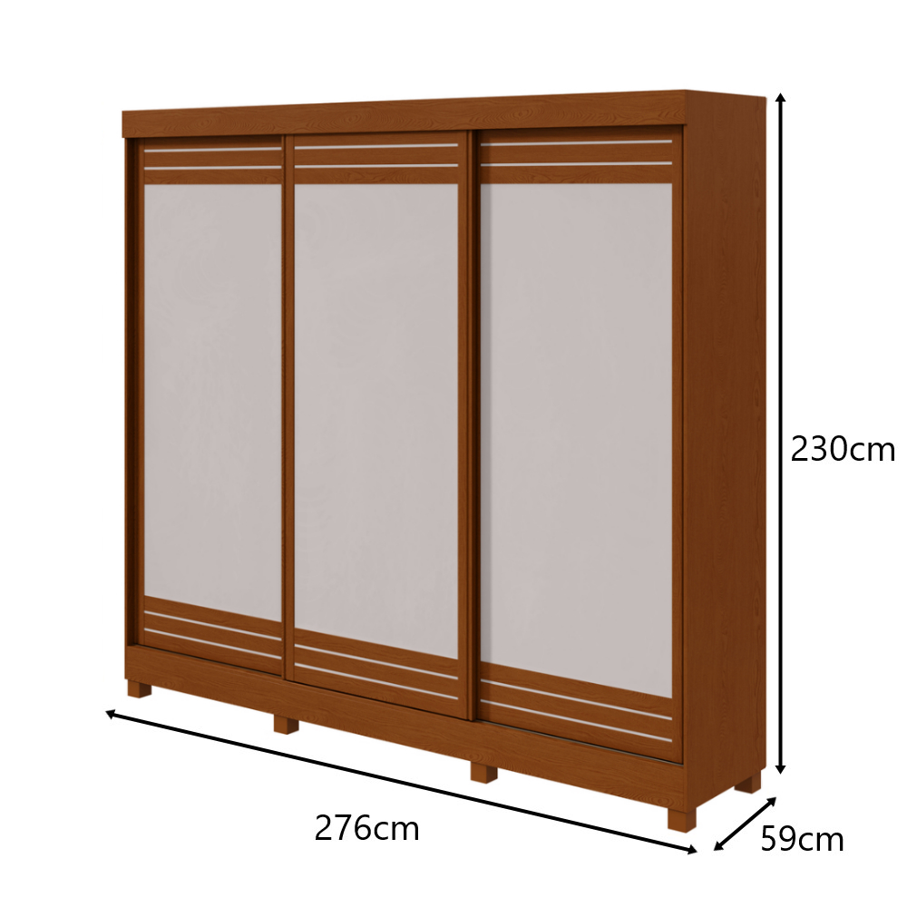 Guarda-Roupas Casal Nice 3 Portas 1 Espelho 4 Gavetas Flex com Pés - Lopas Frassino/Off White