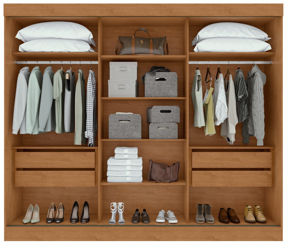 Guarda-Roupas Casal Nice 3 Portas 4 Gavetas Flex com Pés  s/ kit - Lopas Amendoa Clean/Off White