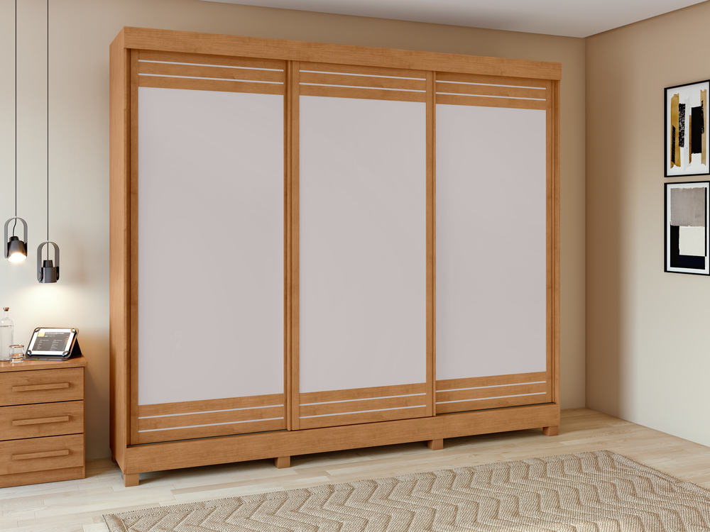 Guarda-Roupas Casal Nice 3 Portas 4 Gavetas Flex com Pés  s/ kit - Lopas Amendoa Clean/Off White