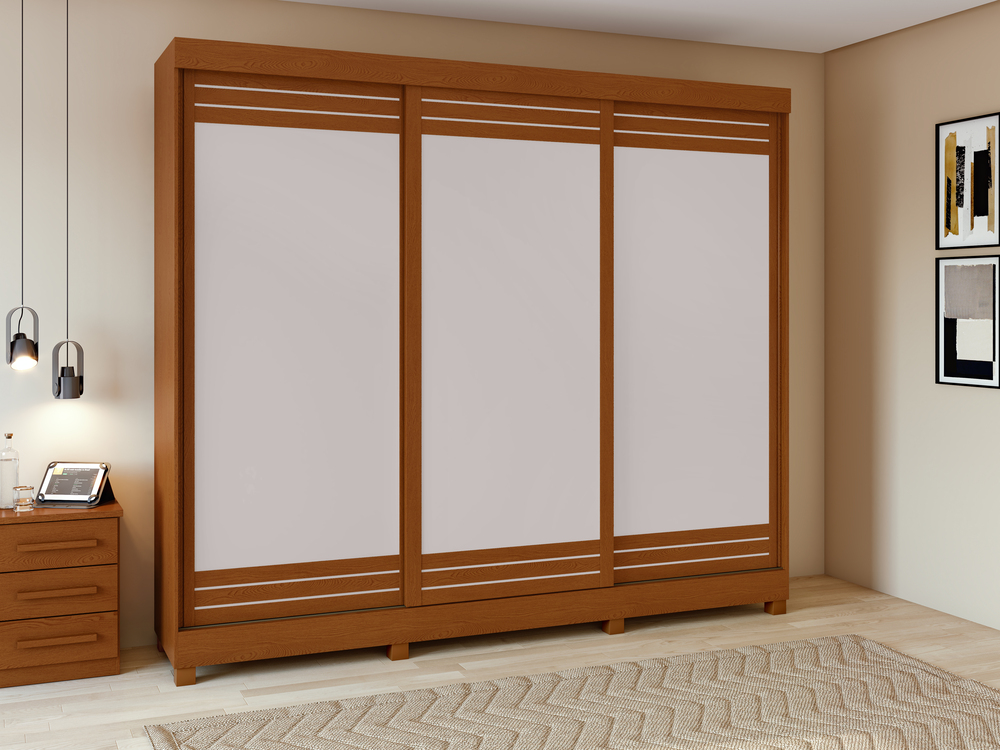 Guarda-Roupas Casal Nice 3 Portas 4 Gavetas Flex com Pés  s/ kit - Lopas Frassino/Off White