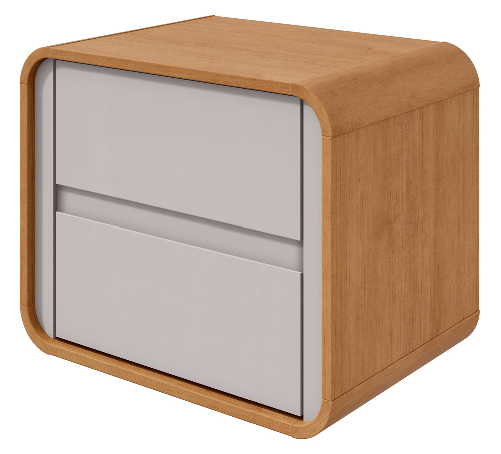 Mesa de Cabeceira 2 Gavetas Loop - Lopas Amendoa Clean/Off White