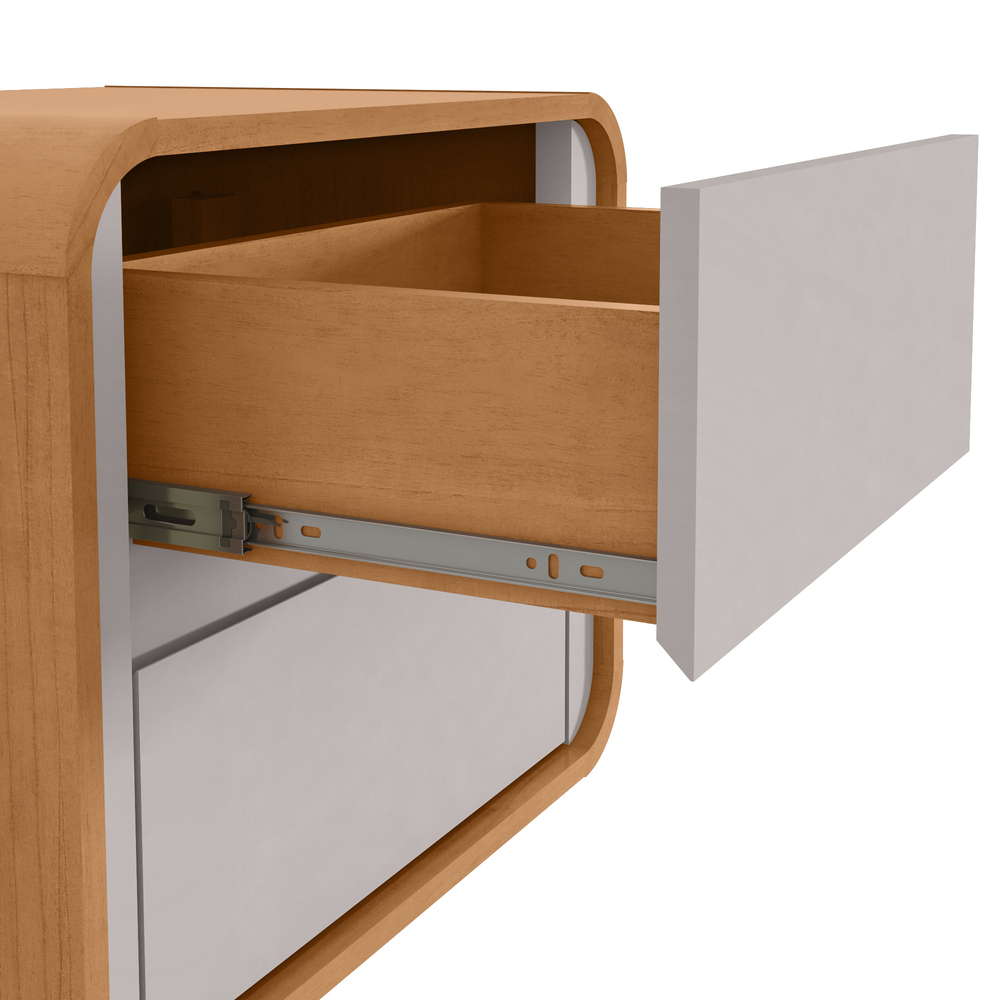 Mesa de Cabeceira 2 Gavetas Loop - Lopas Amendoa Clean/Off White