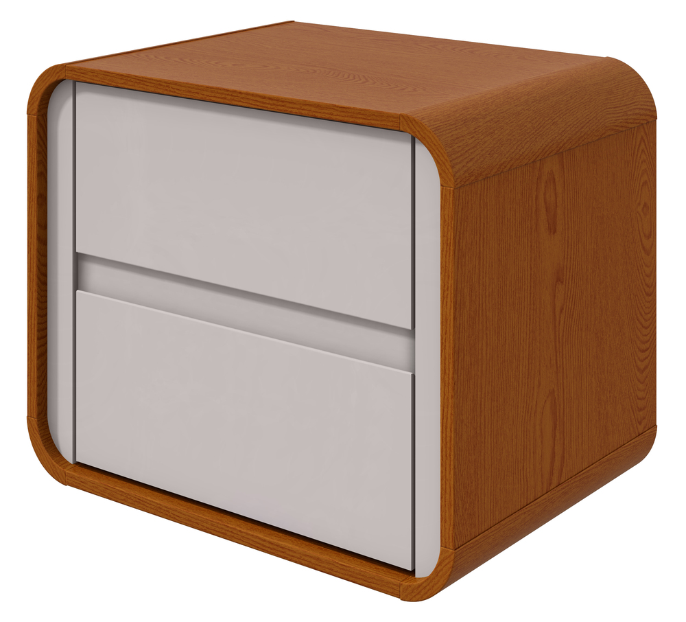 Mesa de Cabeceira 2 Gavetas Loop - Lopas Frassino/Off White