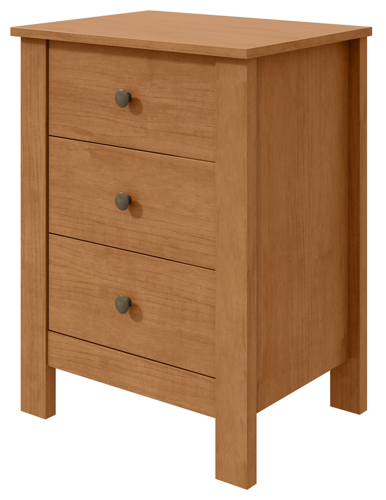 Mesa de Cabeceira 3 Gavetas Maggiore New - Lopas Amendoa Clean