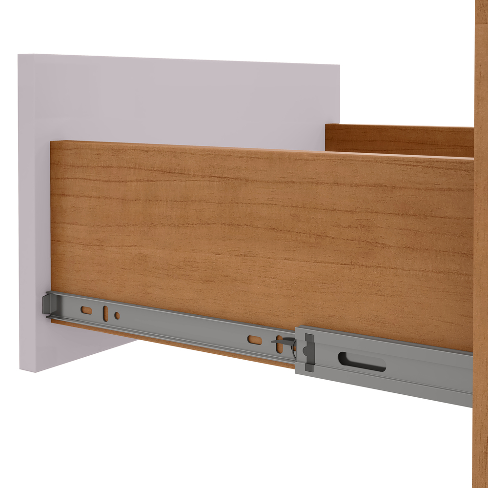 Mesa de Cabeceira 3 Gavetas Maggiore New - Lopas Amendoa Clean/Off White