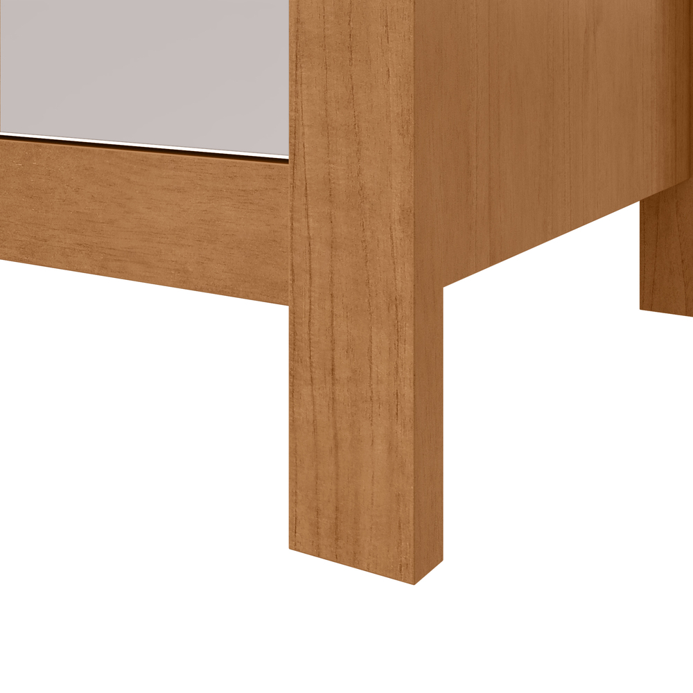 Mesa de Cabeceira 3 Gavetas Maggiore New - Lopas Amendoa Clean/Off White