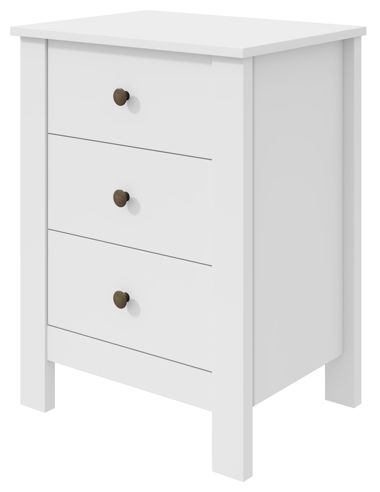 Mesa de Cabeceira 3 Gavetas Maggiore New - Lopas Branco