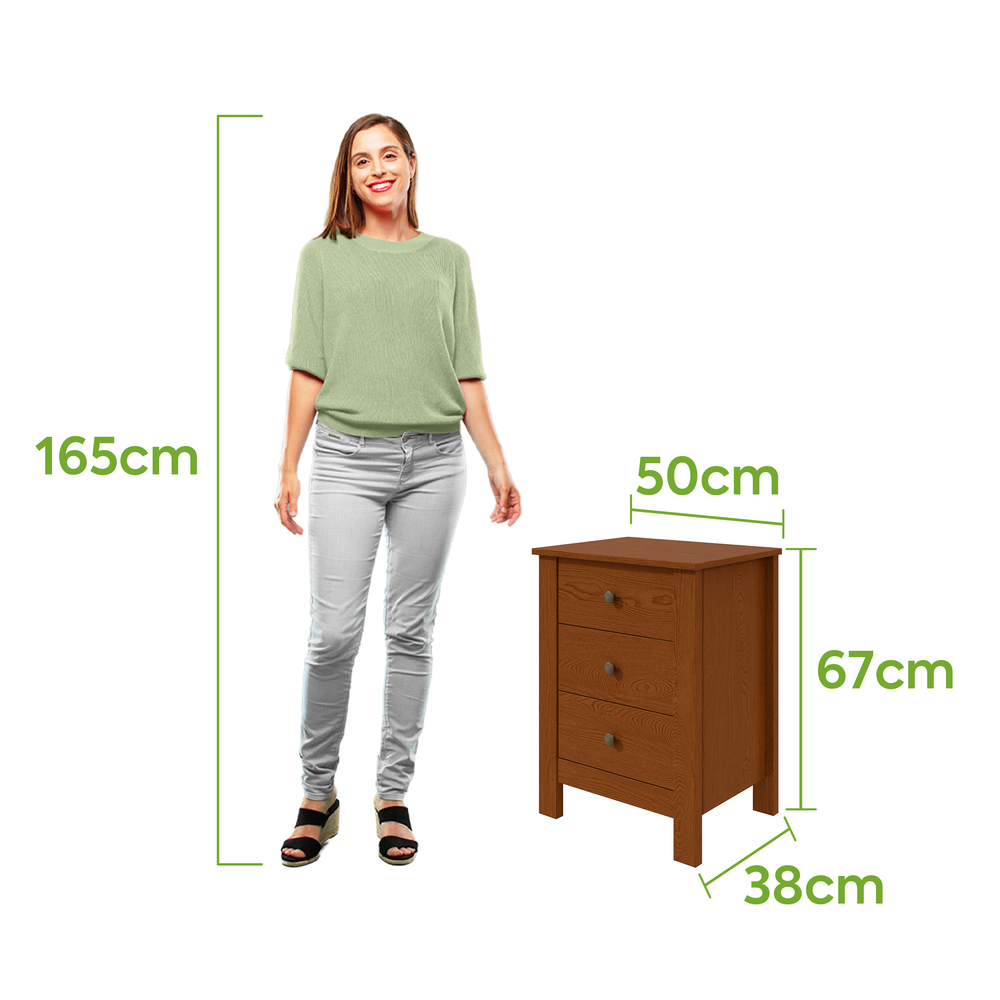 Mesa de Cabeceira 3 Gavetas Maggiore New - Lopas Frassino