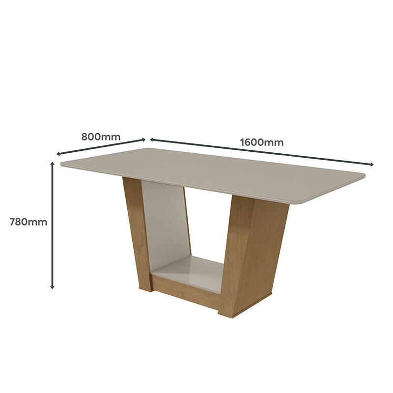 Mesa de Jantar Apogeu 160x80 Amêndoa/Off White - Móveis Lopas