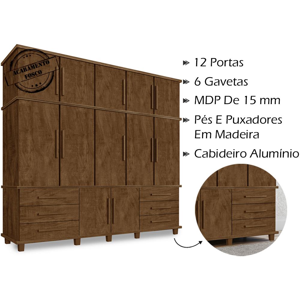 Guarda Roupa Casal Triplex 12 Portas 00103500 Malbec LPA