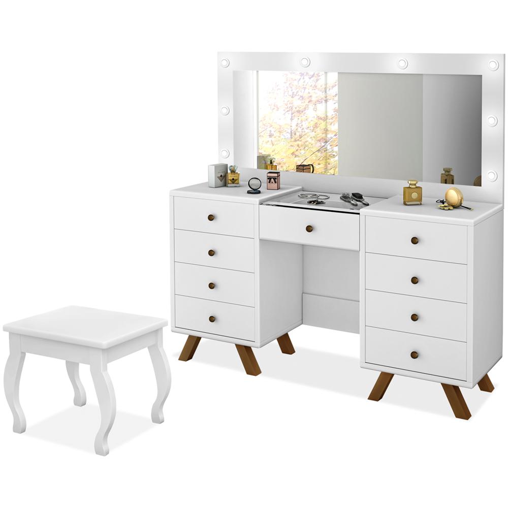 Kit Penteadeira Com Banqueta Em MDF 00808900X022034 Branco LPA