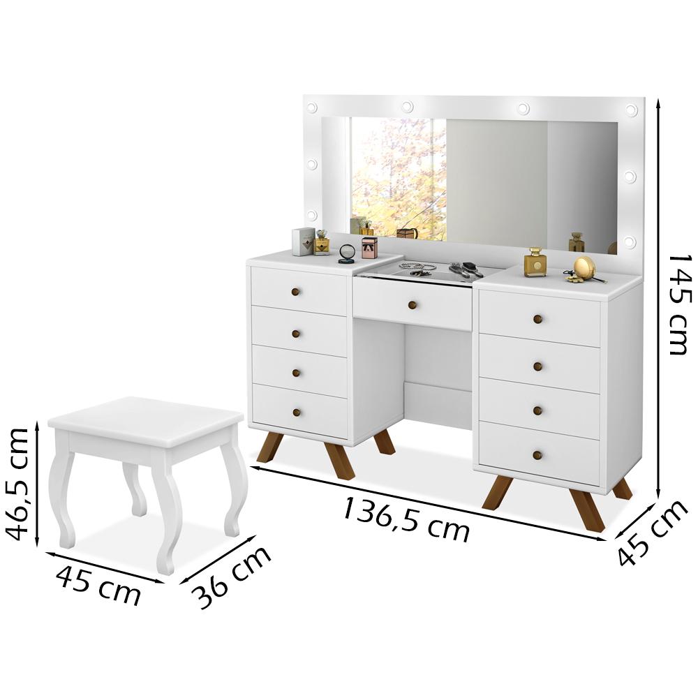 Kit Penteadeira Com Banqueta Em MDF 00808900X022034 Branco LPA
