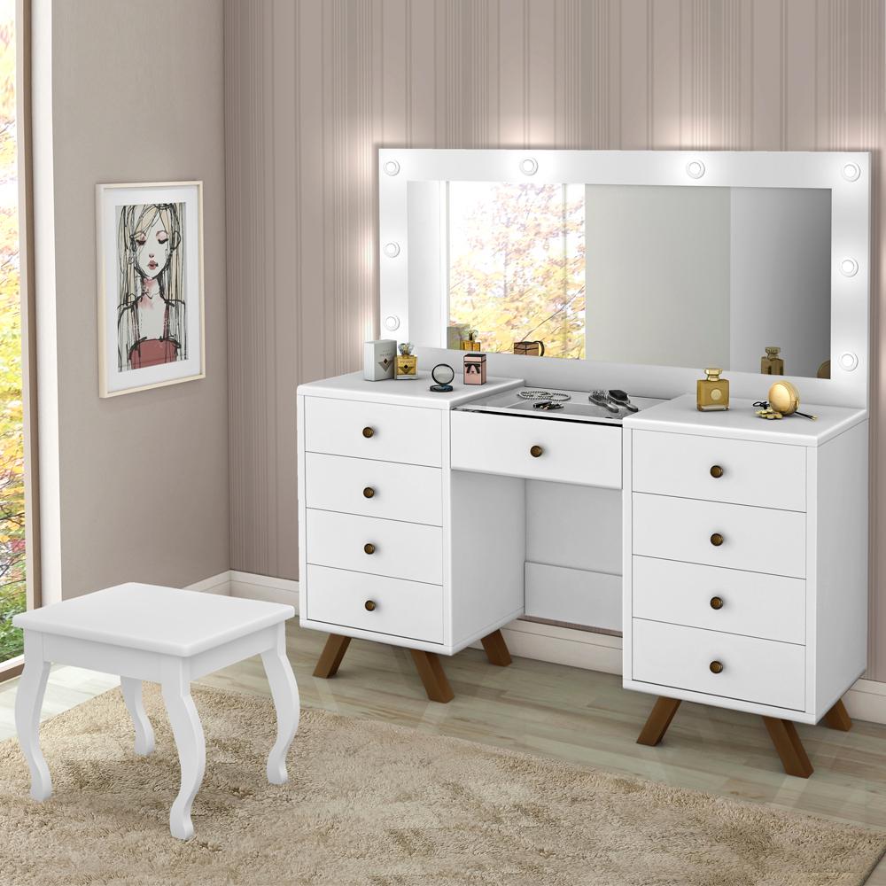 Kit Penteadeira Com Banqueta Em MDF 00808900X022034 Branco LPA