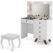Kit Penteadeira Com Banqueta Em MDF 00809101X022034 Branco LPA
