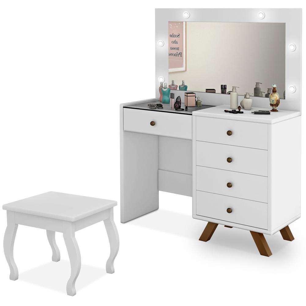 Kit Penteadeira Com Banqueta Em MDF 00809101X022034 Branco LPA