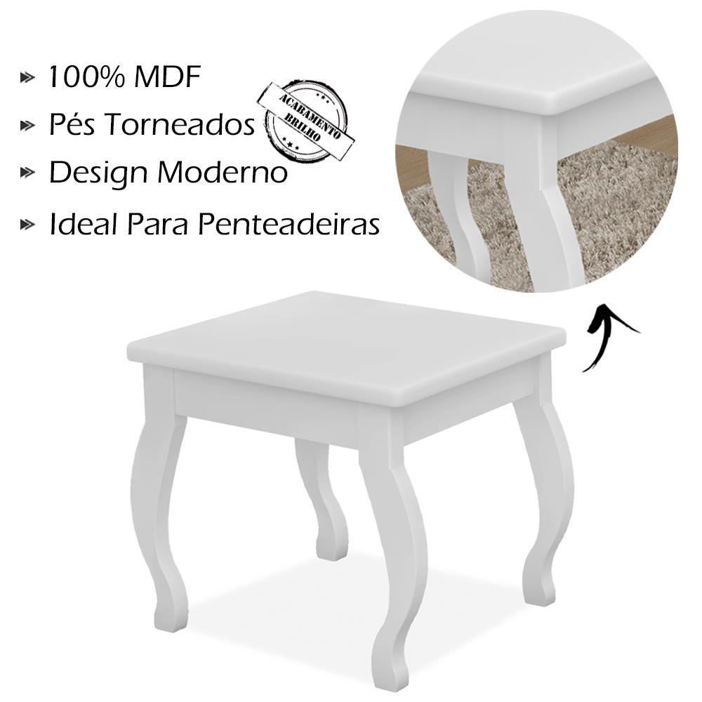 Kit Penteadeira Com Banqueta Em MDF 00809101X022034 Branco LPA