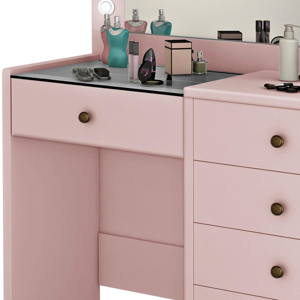 Kit Penteadeira Com Banqueta Em MDF 00809101X022034 Rose LPA