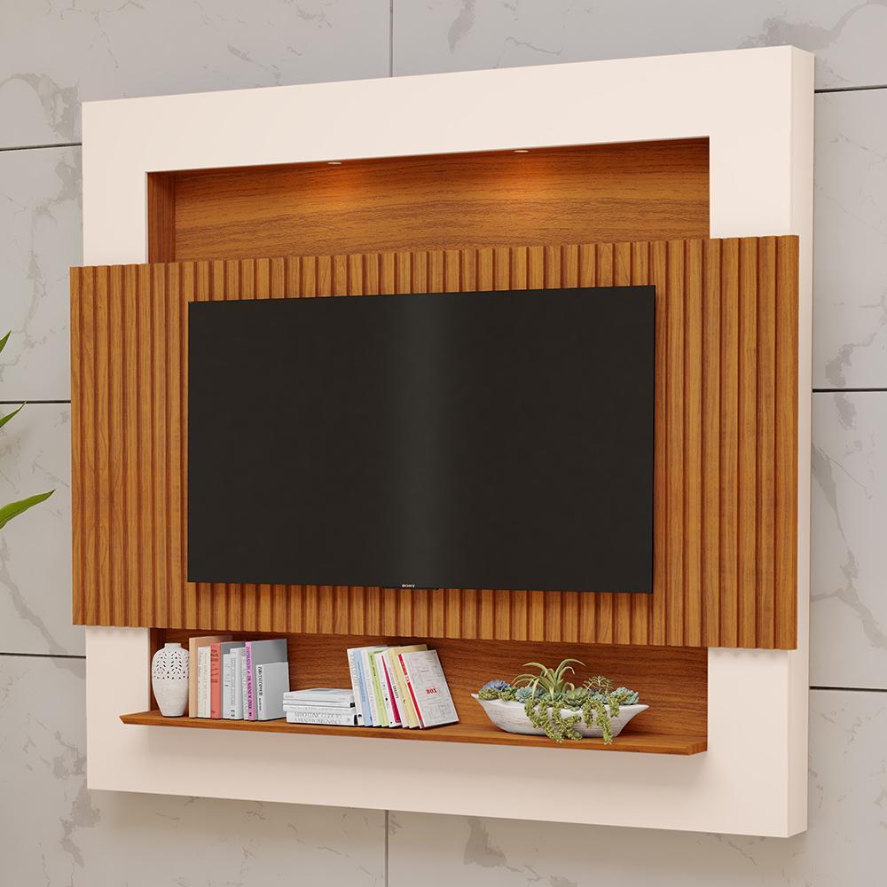 Painel Home Suspenso Riviera Ripado Freijó/Off White para TV até 75” - Móveis Luapa