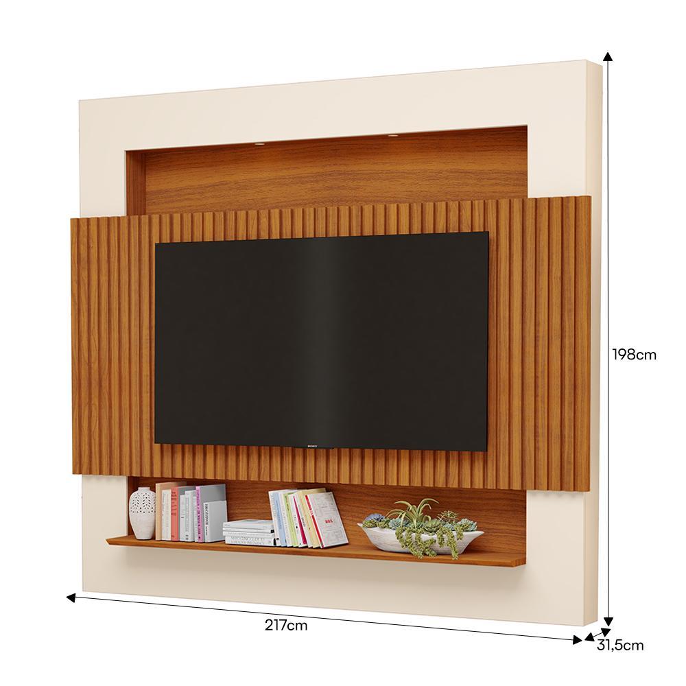Painel Home Suspenso Riviera Ripado Freijó/Off White para TV até 75” - Móveis Luapa