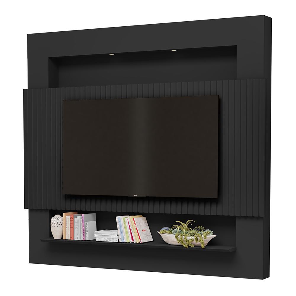 Painel Home Suspenso Riviera Ripado Preto para TV até 75” - Móveis Luapa