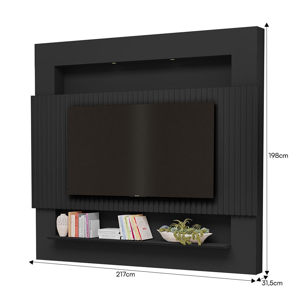 Painel Home Suspenso Riviera Ripado Preto para TV até 75” - Móveis Luapa
