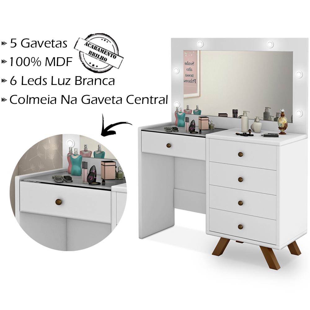 Penteadeira Camarim Com Espelho 00809101 Branco LPA