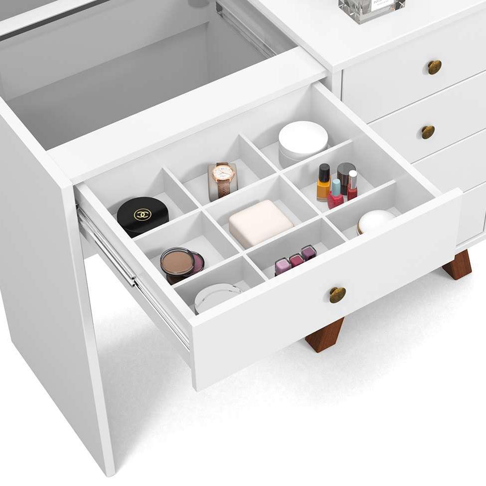 Penteadeira Camarim Luna Branco com Banqueta - Móveis Luapa