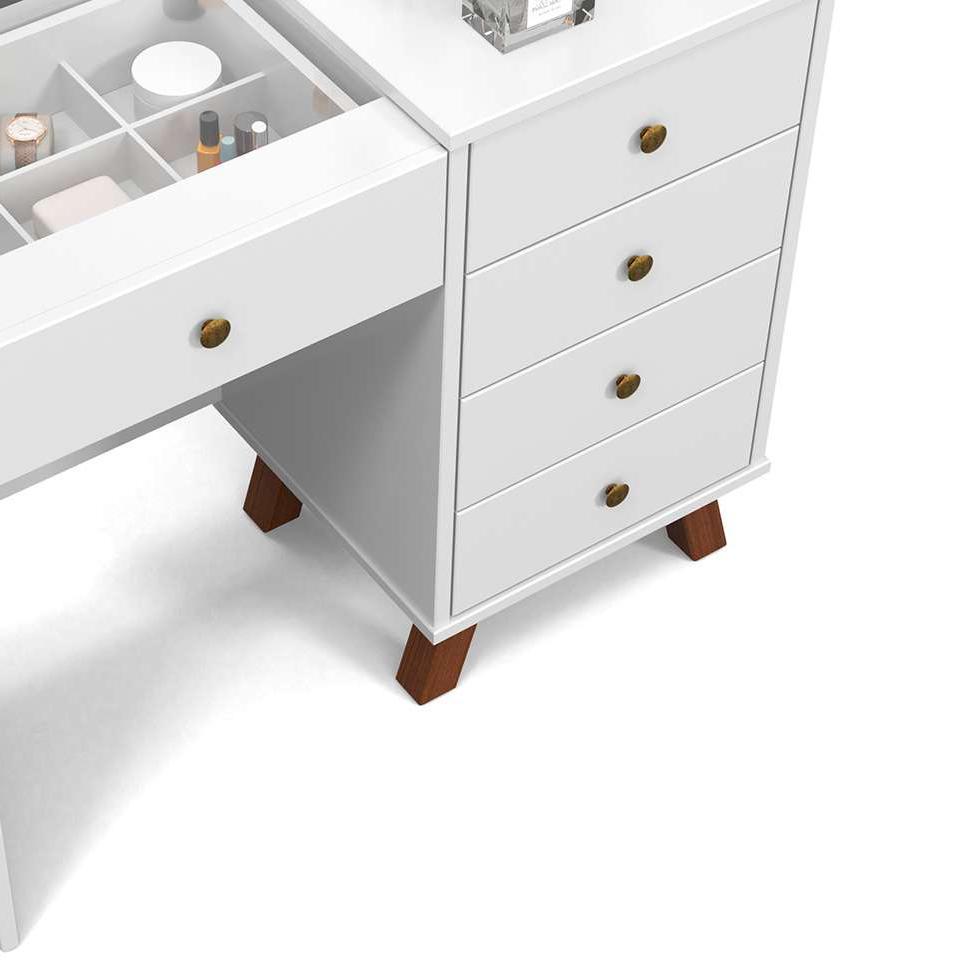 Penteadeira Camarim Luna Branco com Banqueta - Móveis Luapa
