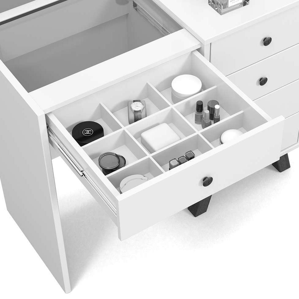 Penteadeira Camarim Luna Malbec/Off White com Banqueta - Móveis Luapa