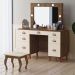 Penteadeira Camarim New Seul Malbec/Off White com Banqueta Almofadada - Móveis Luapa 