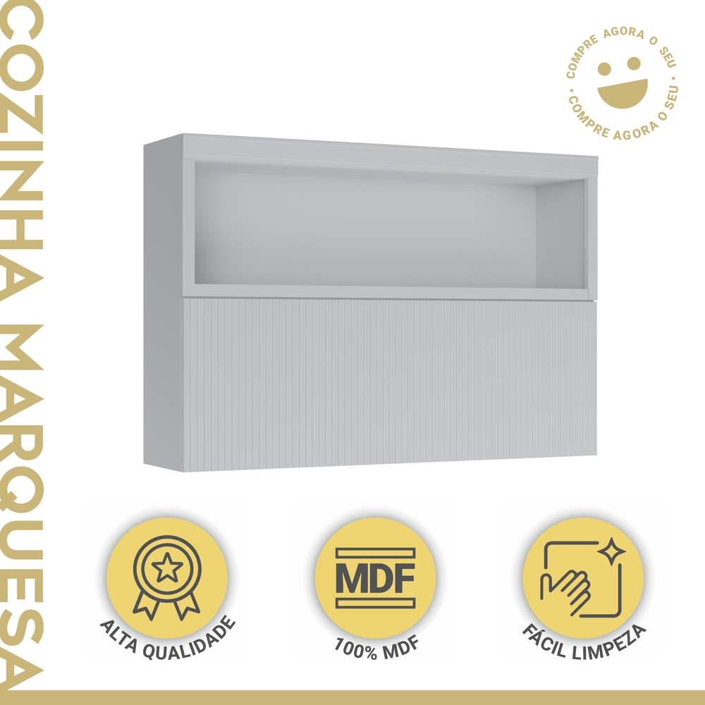 Armário Aéreo 1 Porta Basculante Marquesa 120cm 100% MDF Branco