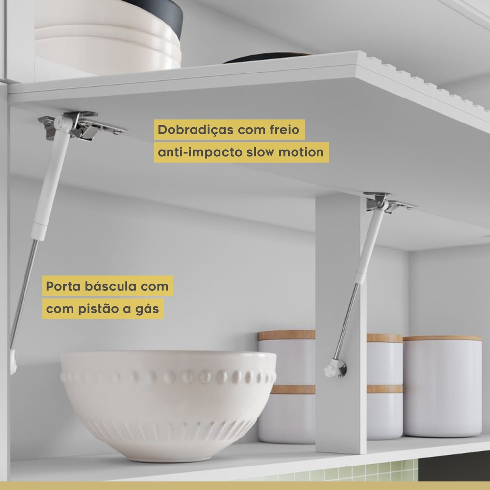 Armário Aéreo 1 Porta Basculante Marquesa 120cm 100% MDF Branco